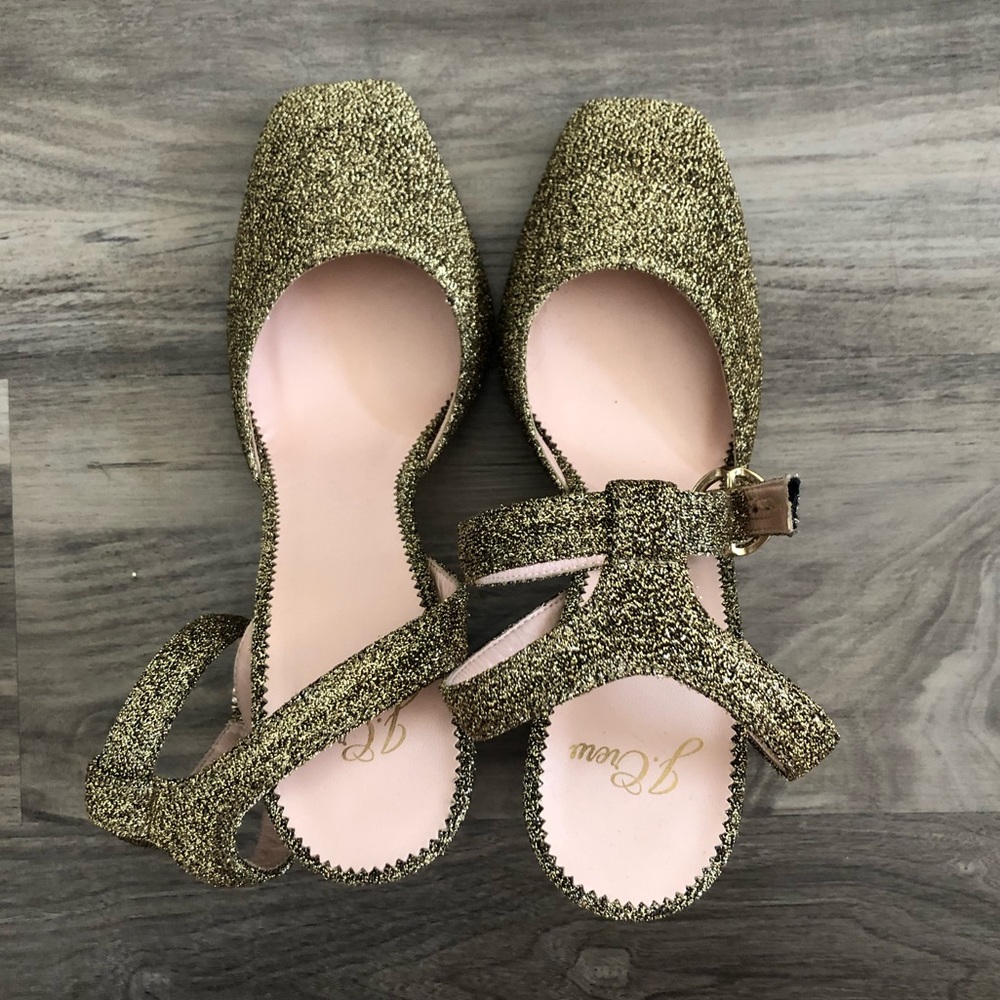 J.Crew Gold Metallic Block Heel